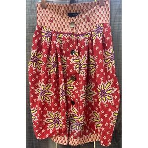 SUNO Sustainable Luxury Women's Skirt Size 4 / Small Red Button Pockets Unique